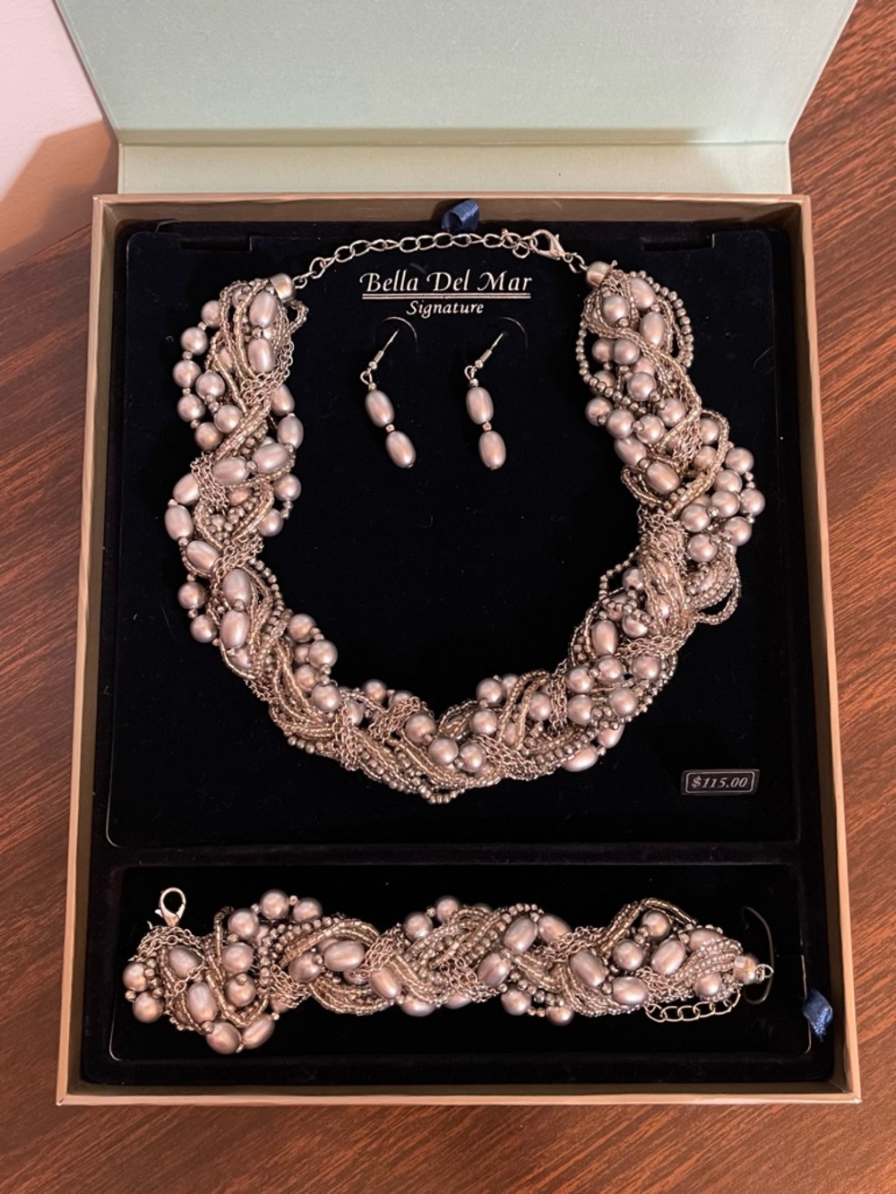 Bella Del Mar Signature Expressions 3-Piece Grey Pearl & Mesh Set
